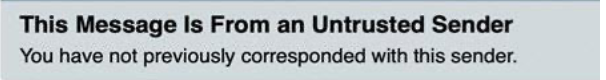 Gray notification box that reads "This message is from an external sender."