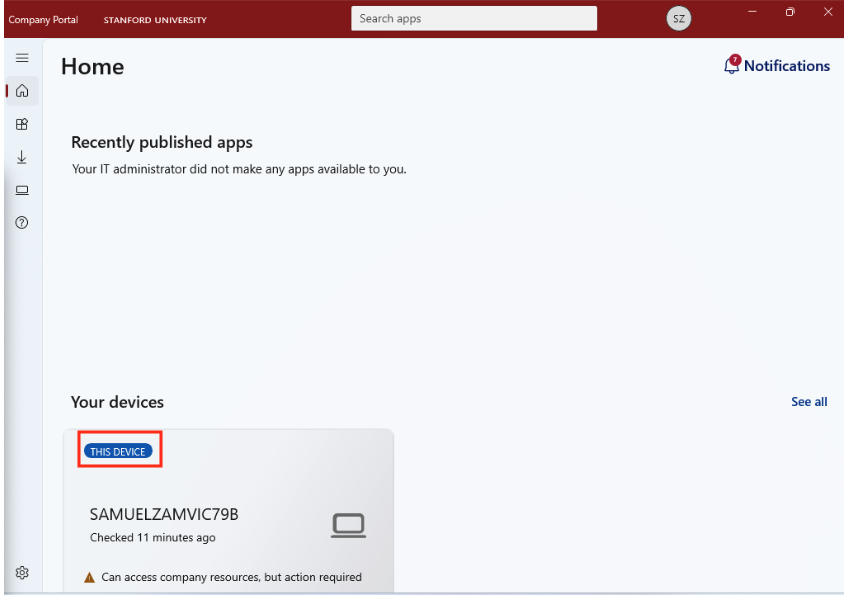 screenshot 1 of device compliance process
