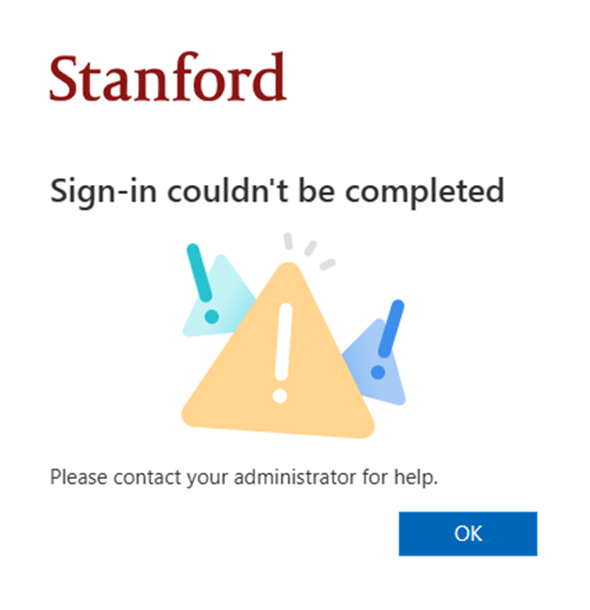 M365 login error message