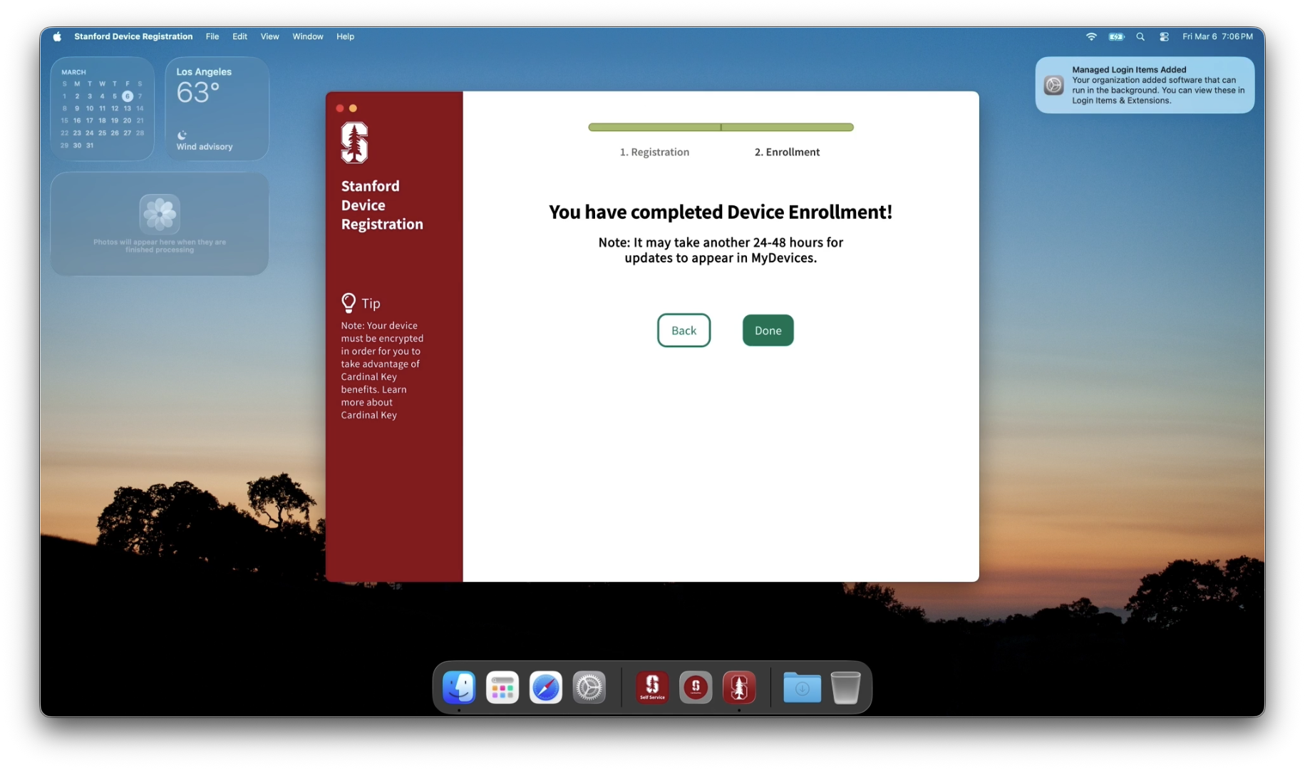 Stanford Device Registration complete