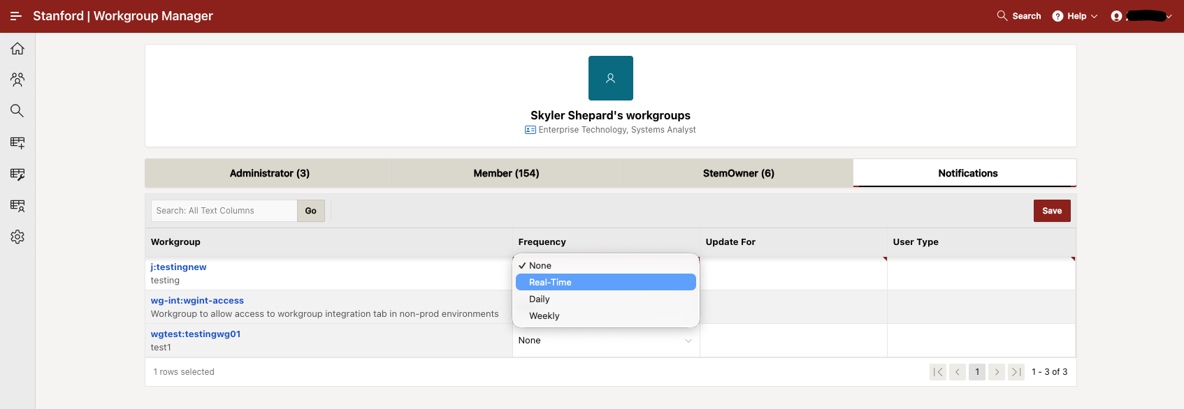 Workgroup Mgr frequency column 040126
