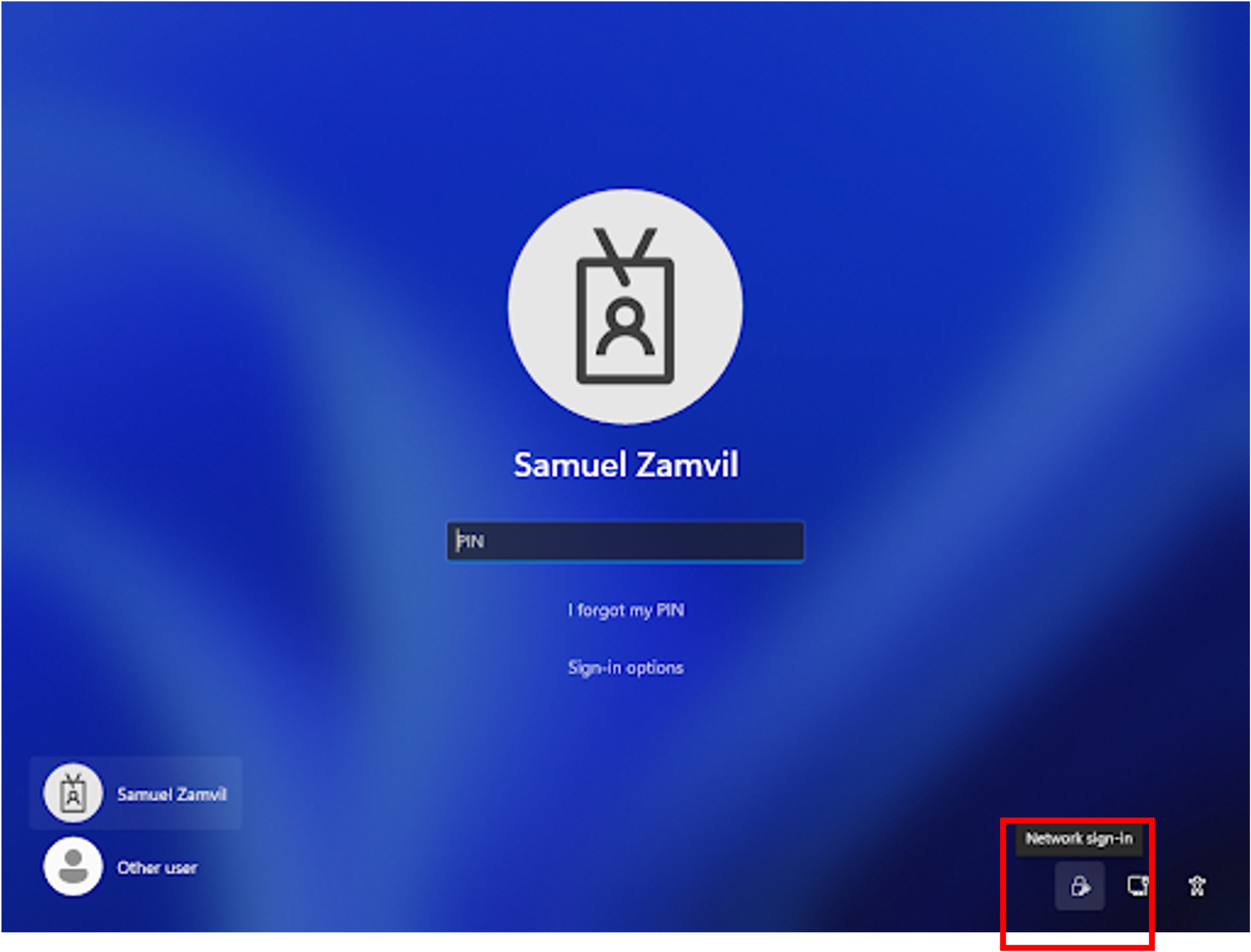 lockout screen with network sign in highlighted
