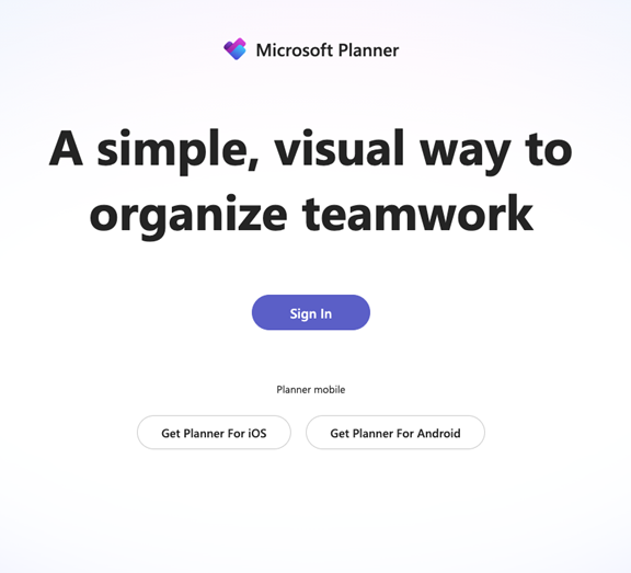 MS Planner sign in screenshot