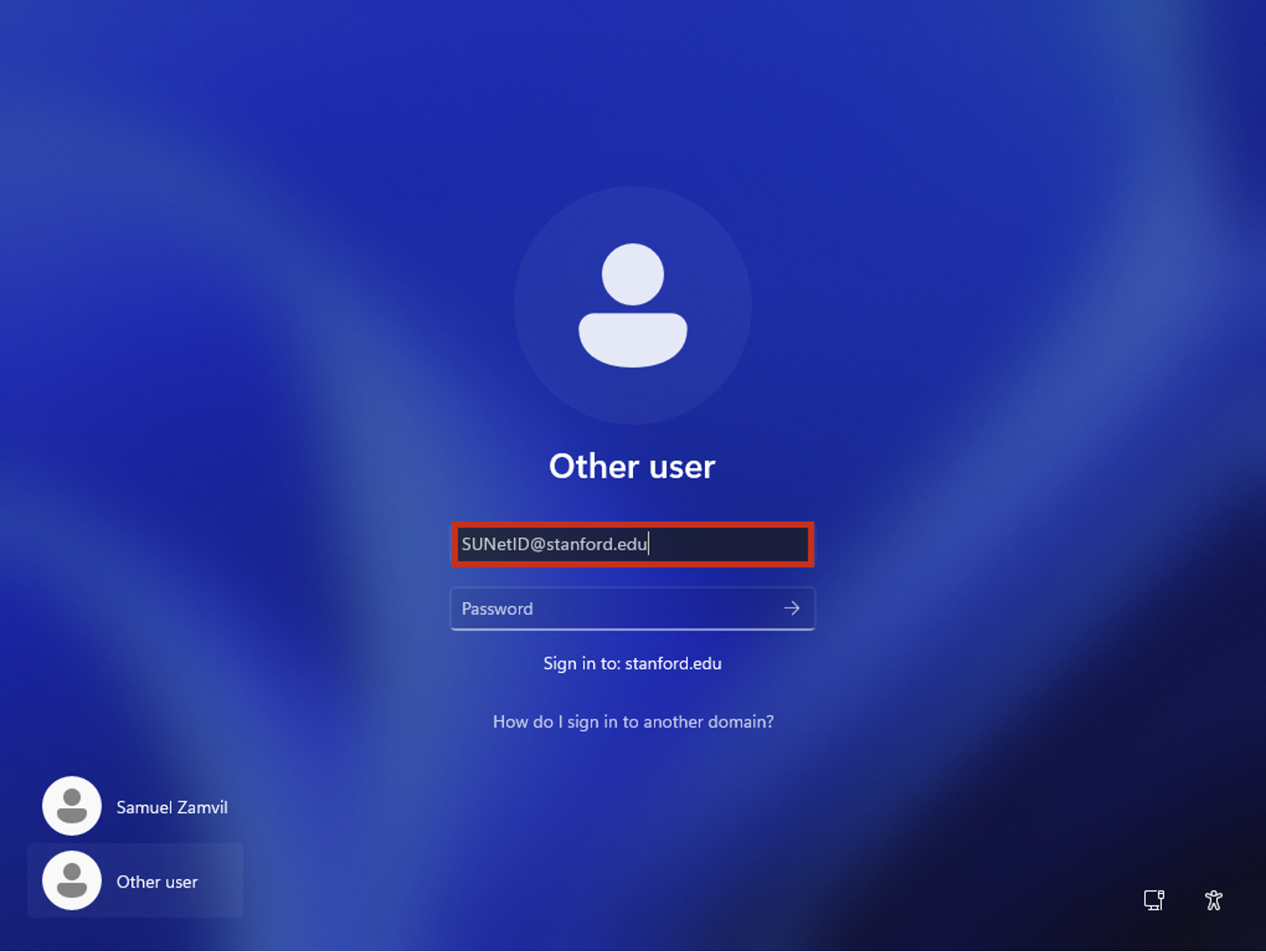 enter sunet id credentials