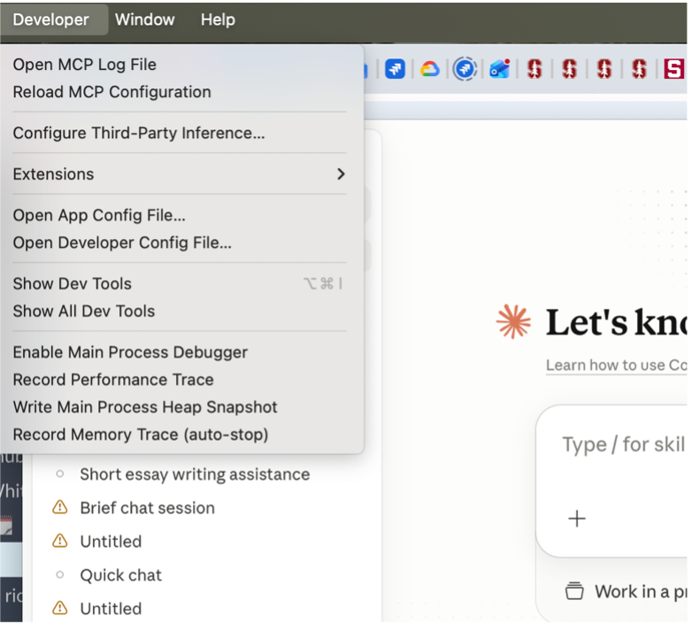 Screenshot for: Developer menu