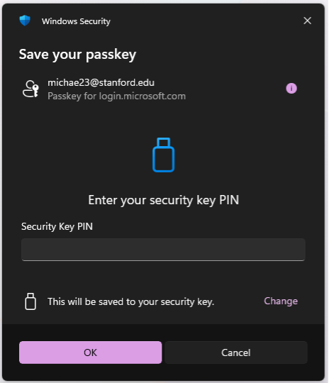 Enter security key PIN