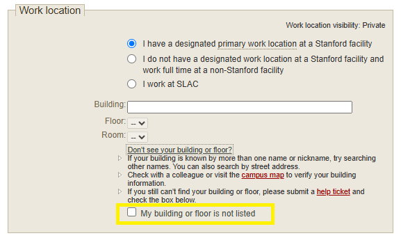 SYou my building or floor is not listed