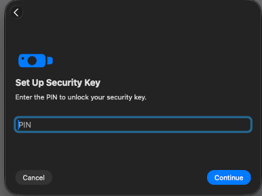 Enter security key PIN