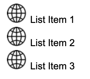 Sample of a list with custom icons for the bullets.