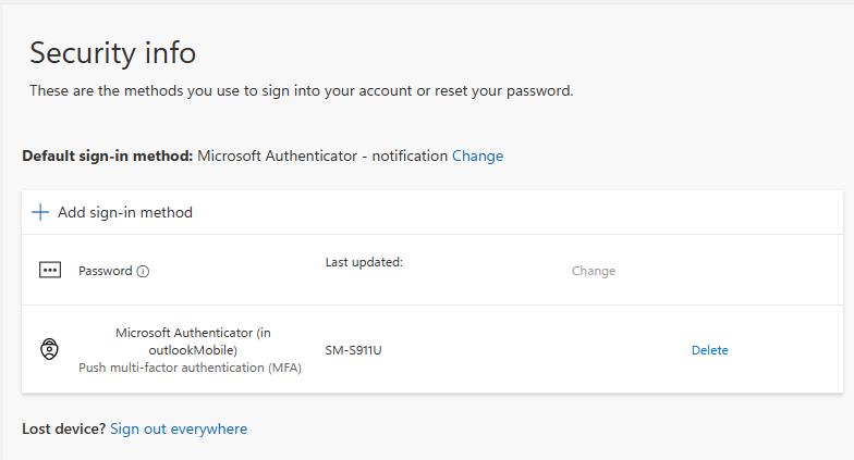 Microsoft's Security info page.