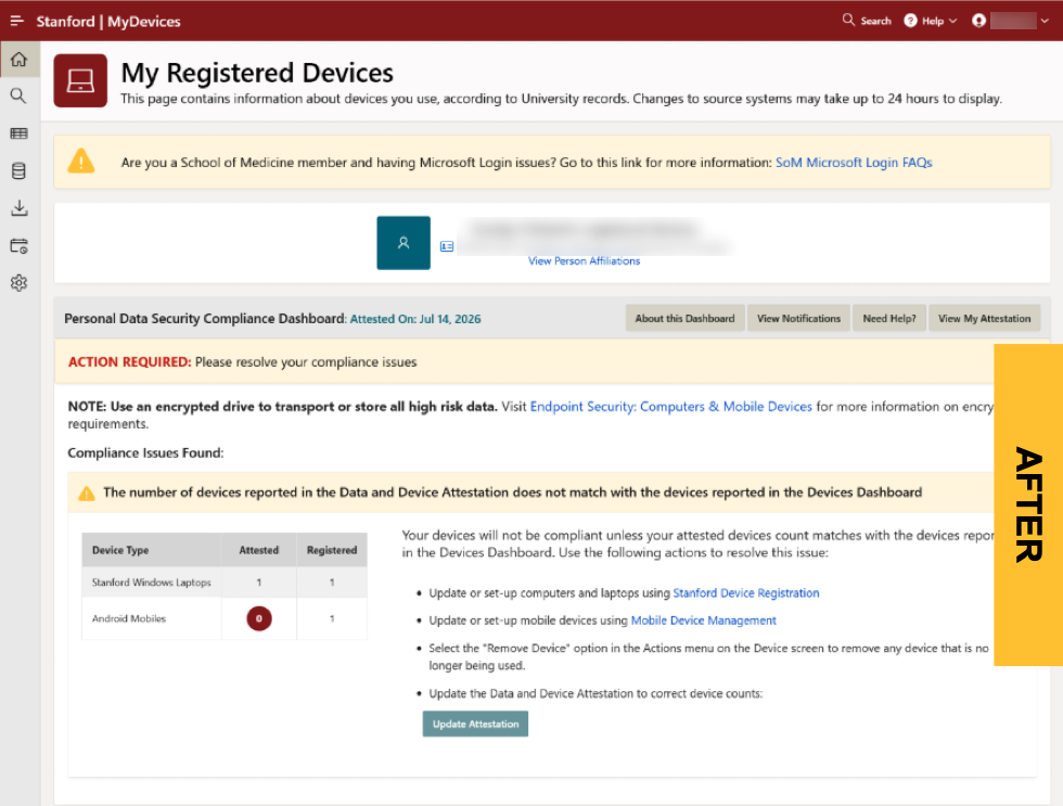 MyDevices Dashboard View