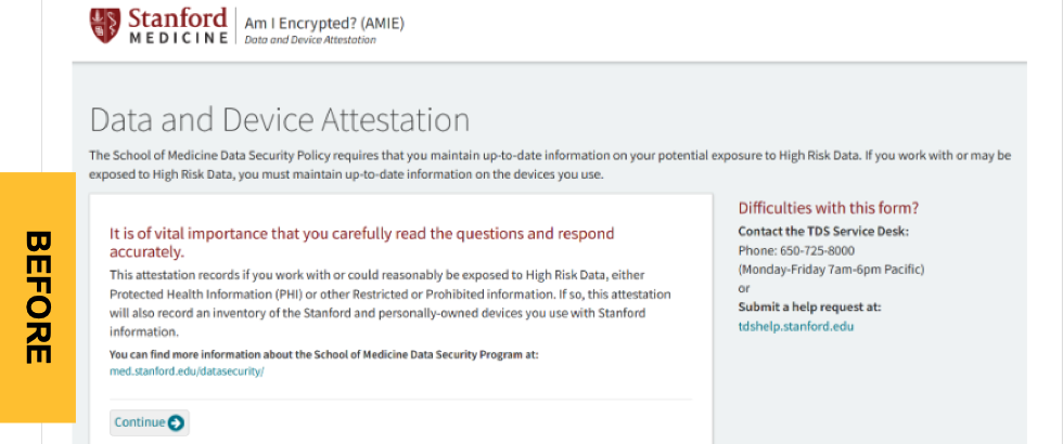 AMIE Attestation Screen