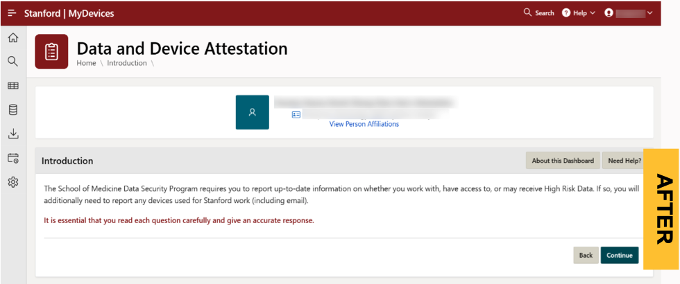 MyDevices Attestation Screen