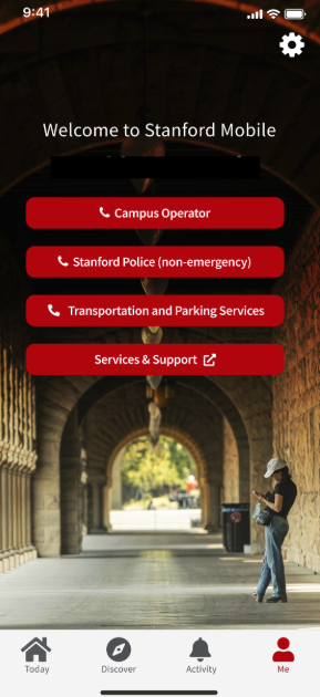 Stanford Mobile Me screen if staff member is not eligible for Stanford Unlock.