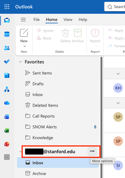 Select three dots next to your email address