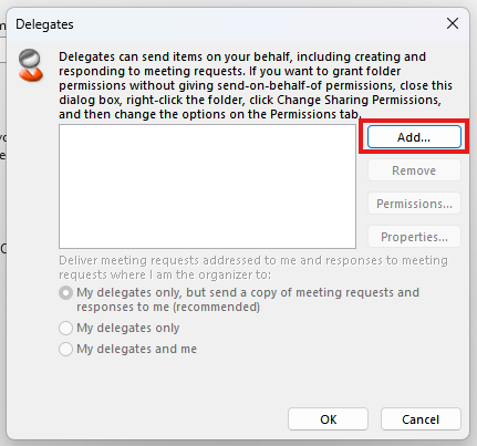 Add button highlighted