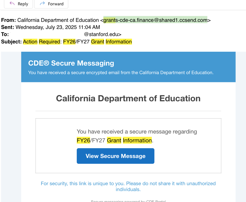 Action Required: FY26/FY27 Grant Information