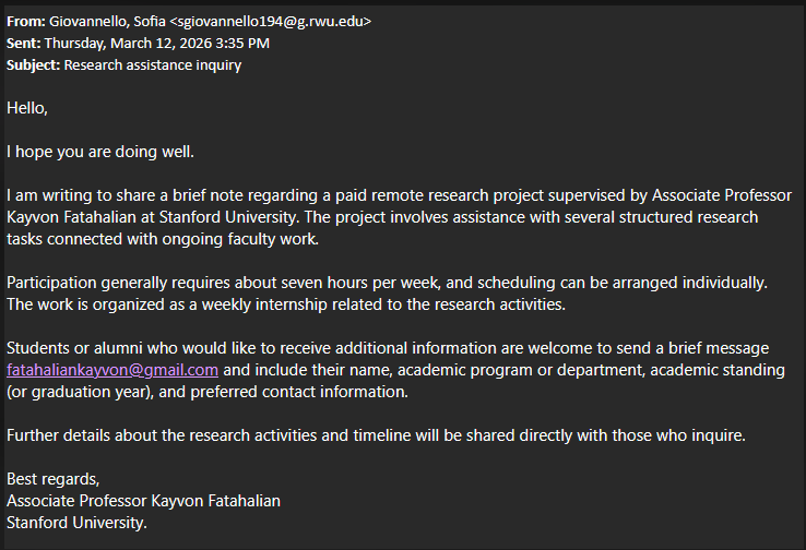 Research assistance inquiry