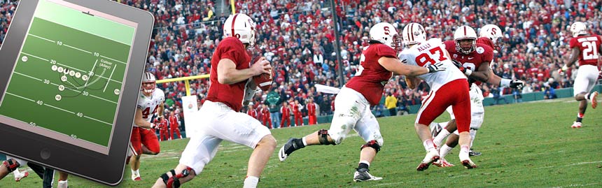 Stanford's quarterback prepares to make a pass at the 2013 Rose Bowl game