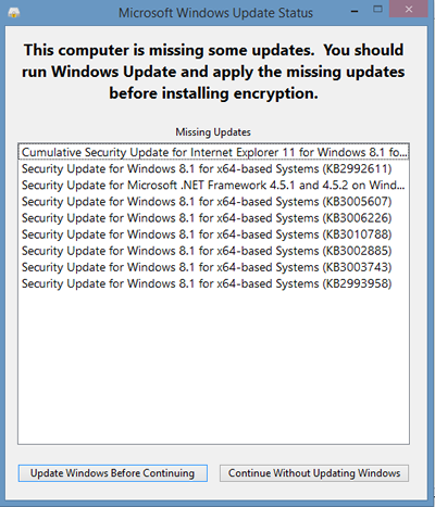 Windows update status
