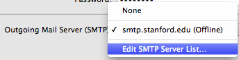 choose Edit SMTP Server List command