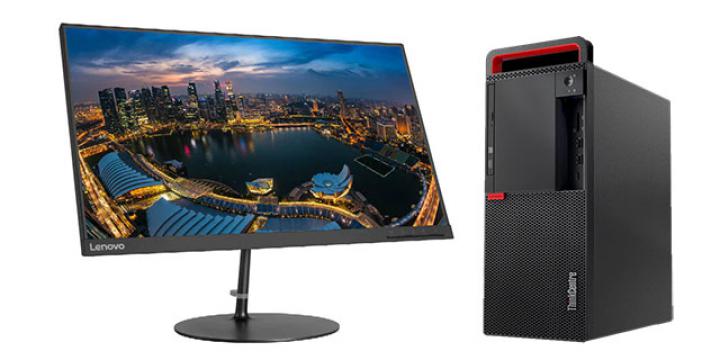 Lenovo ThinkCentre M70t Mini Tower with monitor