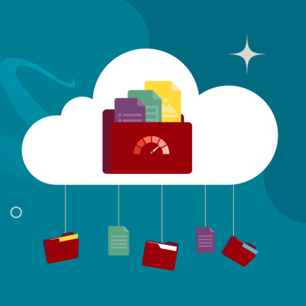 Graphic illustration of a cloud and folders