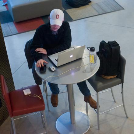 Remote worker at a coffee shop