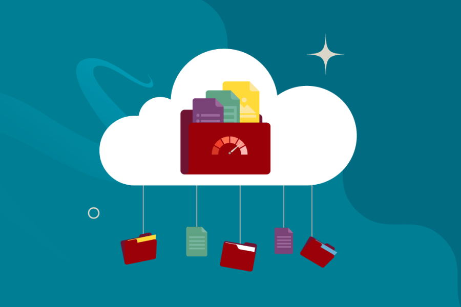 Graphic illustration of a cloud and folders