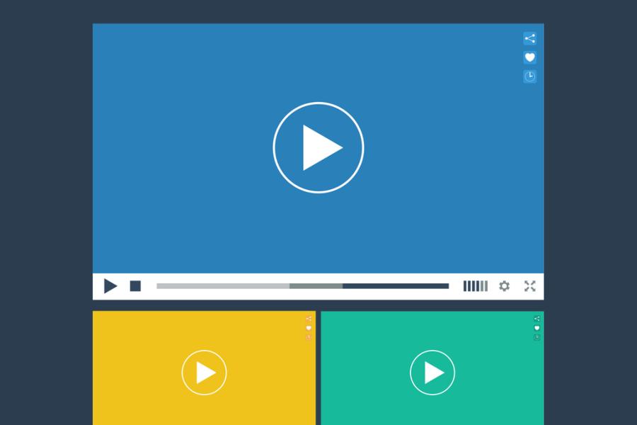 Set of flat video player for web and mobile apps