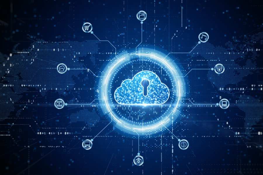 Image of data connected to a centralized cloud