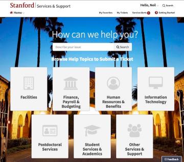Service & Support Portal homepage