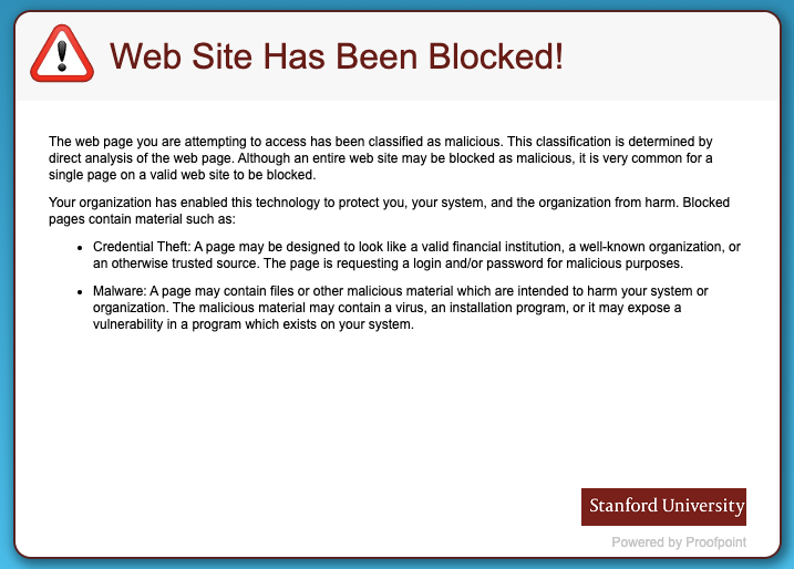 Screenshot: Pop Up Alert When Web Site Has Been Blocked