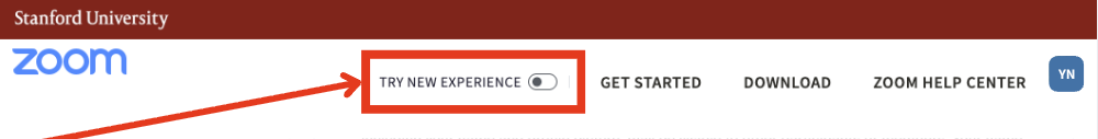 toggle on new experience from the top menu